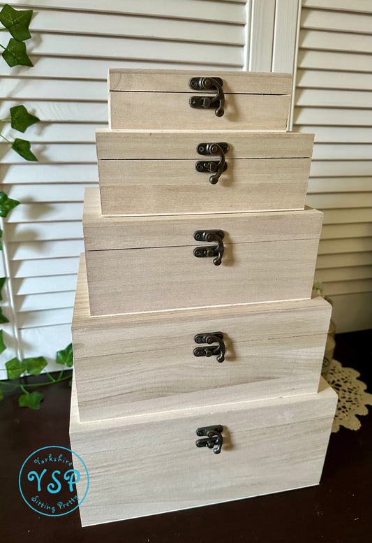 Set of FIVE Wooden Boxes