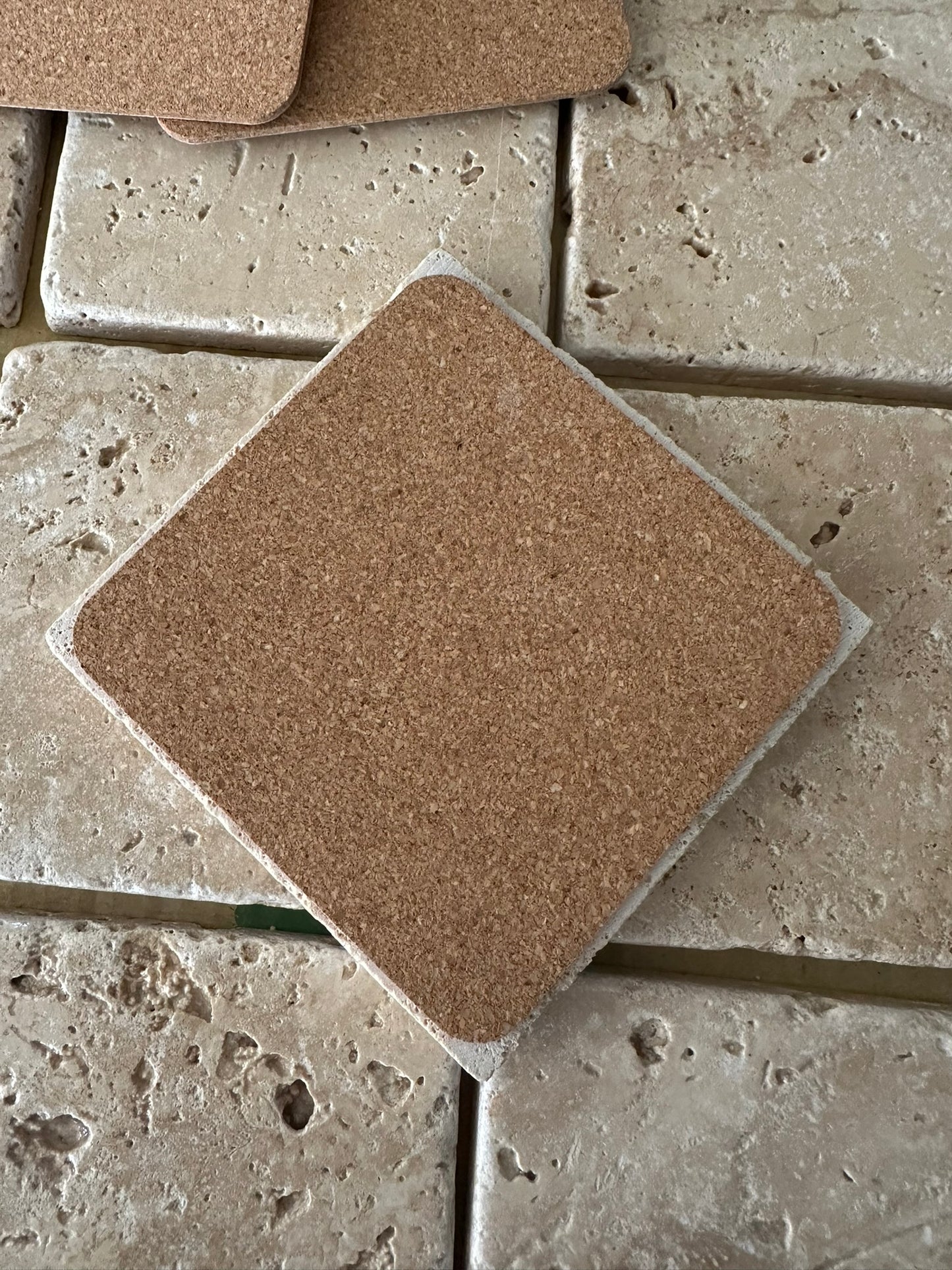 Set of Four Travertine Coasters