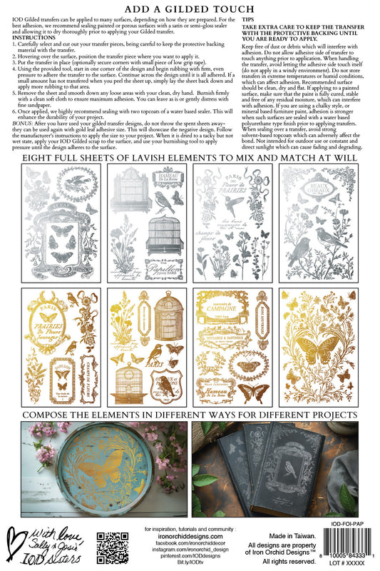 Decorative elements with gold and silver designs on a white background from Iron Orchid Designs