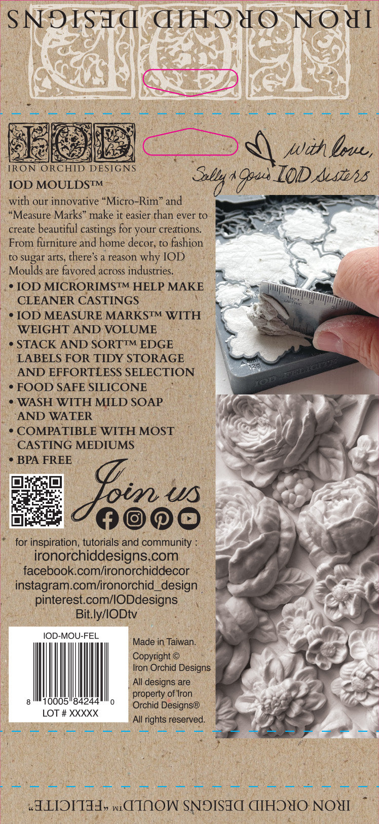 An image of the packaging for Iron Orchid Designs Felicite mould.