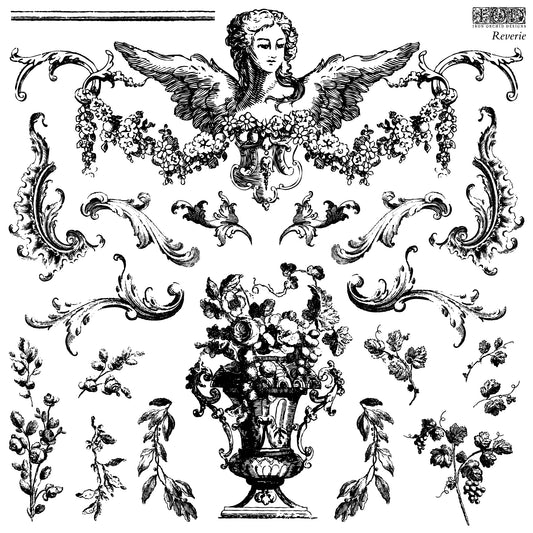 Iron Orchid Designs Reverie 12" x 12" French inspired swags, roses, ladies stamps sheet one