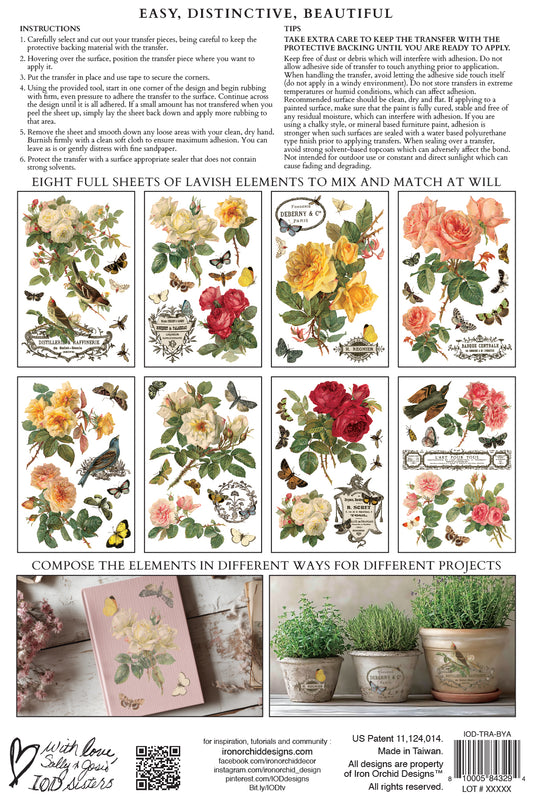 Floral design sheets with various arrangements and a sample application on a card and plants by Iron Orchid Designs