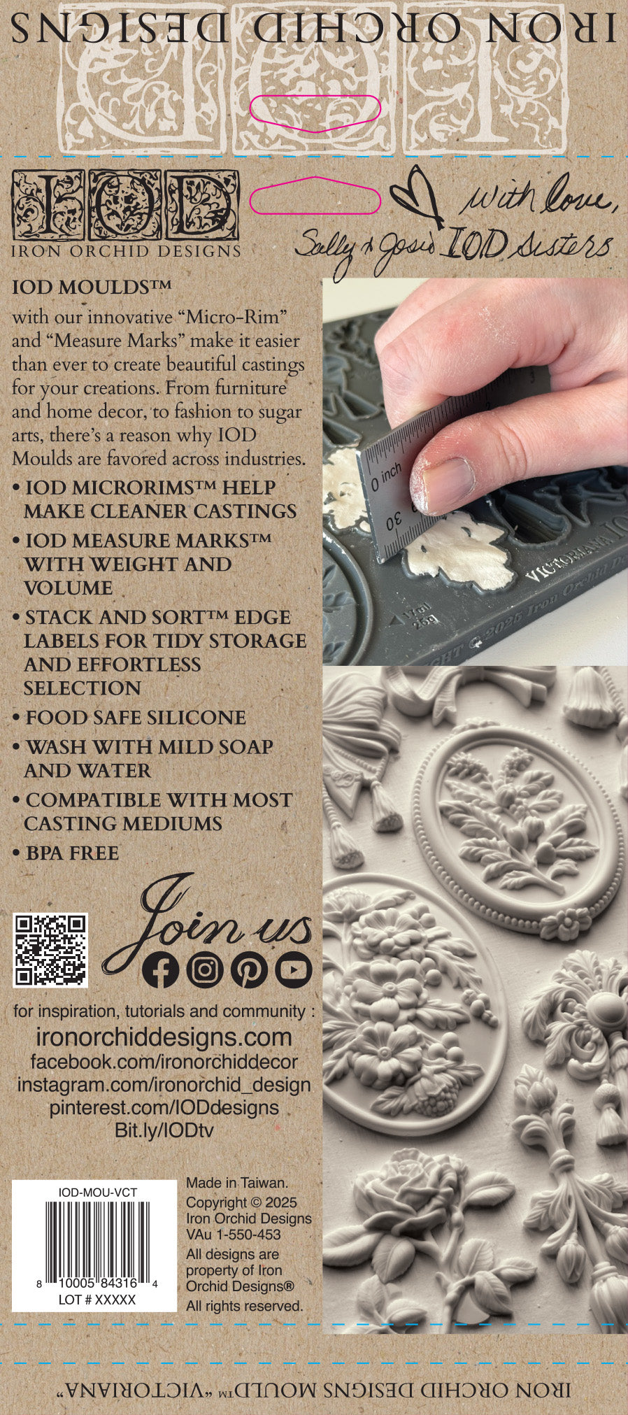 Iron Orchid Designs mould packaging of Victoriana with product images and branding details.