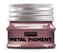 Jar of Pentart copper metal pigment with a silver lid on a white background