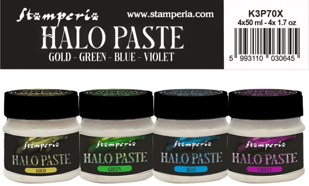 Halo Paste - Stamperia - Set of 4 x 50ml Pots in Assorted Colours