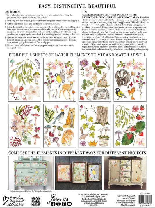 Iron Orchid Designs Whispering Willow Transfer back of packet