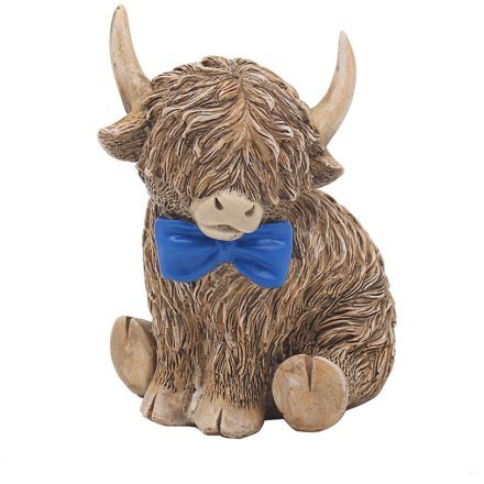 Highland Cow in Blue Bow Tie
