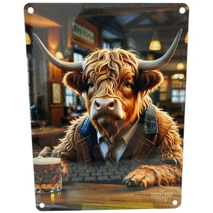 Highland Cow Whisky Bar small tin sign