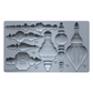 A gray silicone mold tray featuring multiple ornate architectural finial and decorative relief designs, with printed measurements and weights in French. The brand name 'BAUBLES IOD' is visible in the bottom-left corner. Baubles mould by Iron Orchid Designs.