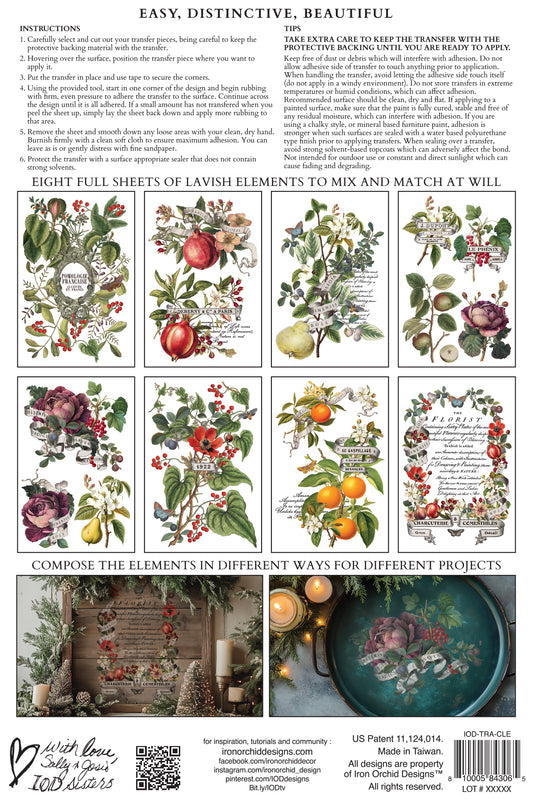 Iron Orchid Designs - Clementine - Furniture Decor Transfer Pad ***Limited Edition***