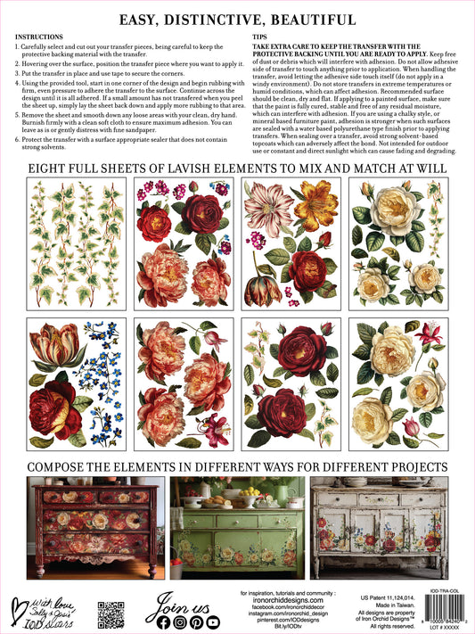Iron Orchid Designs - Collage de Fleurs - Furniture Decor Transfer Pad