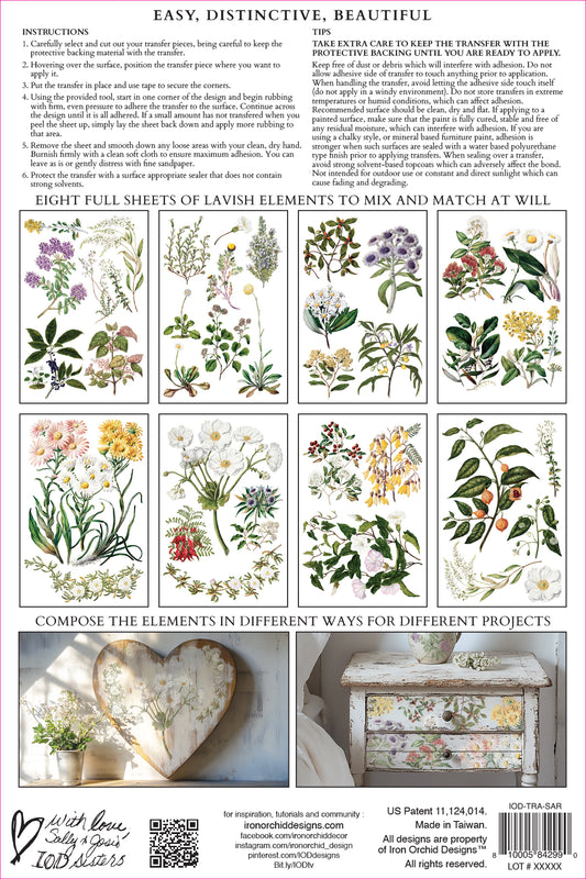 Iron Orchid Designs - Sarah Featon's Botanicals - Furniture Decor Transfer Pad