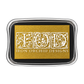 Iron Orchid Designs gold foil stamp with a black ink pad and silver metal frame, featuring a white ornate gothic letter 'F' and the brand name 'IRON ORCHID DESIGNS'.