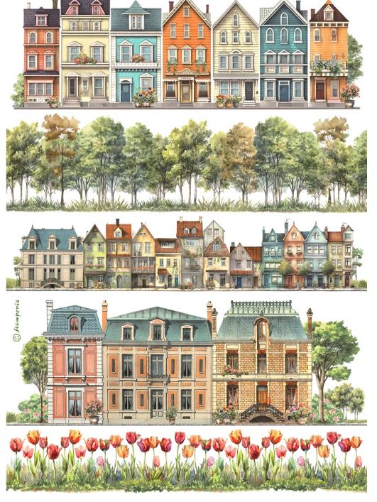 Houses - Stamperia - Rice Papers A4