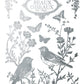 Decorative silver designs with birds, flowers, and butterflies on a white background from Iron Orchid Designs