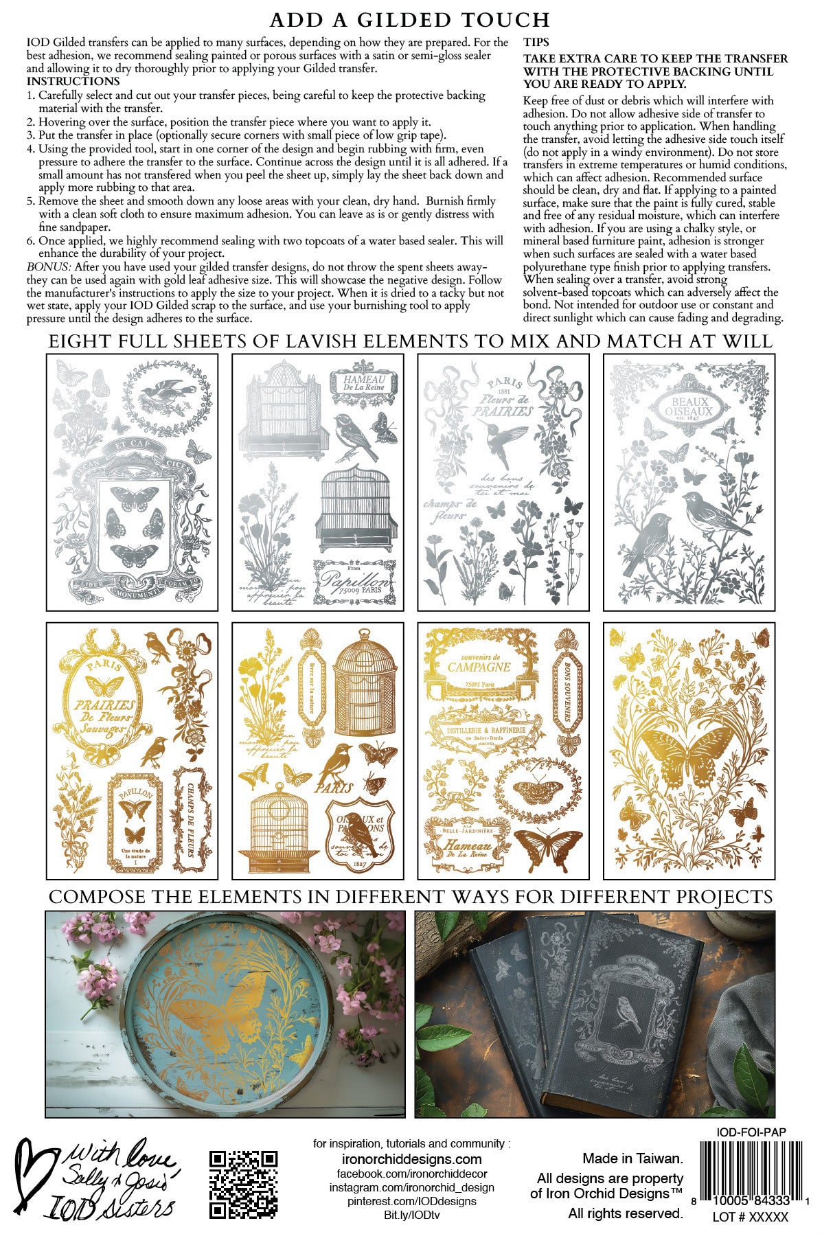 Decorative elements with gold and silver designs on a white background from Iron Orchid Designs