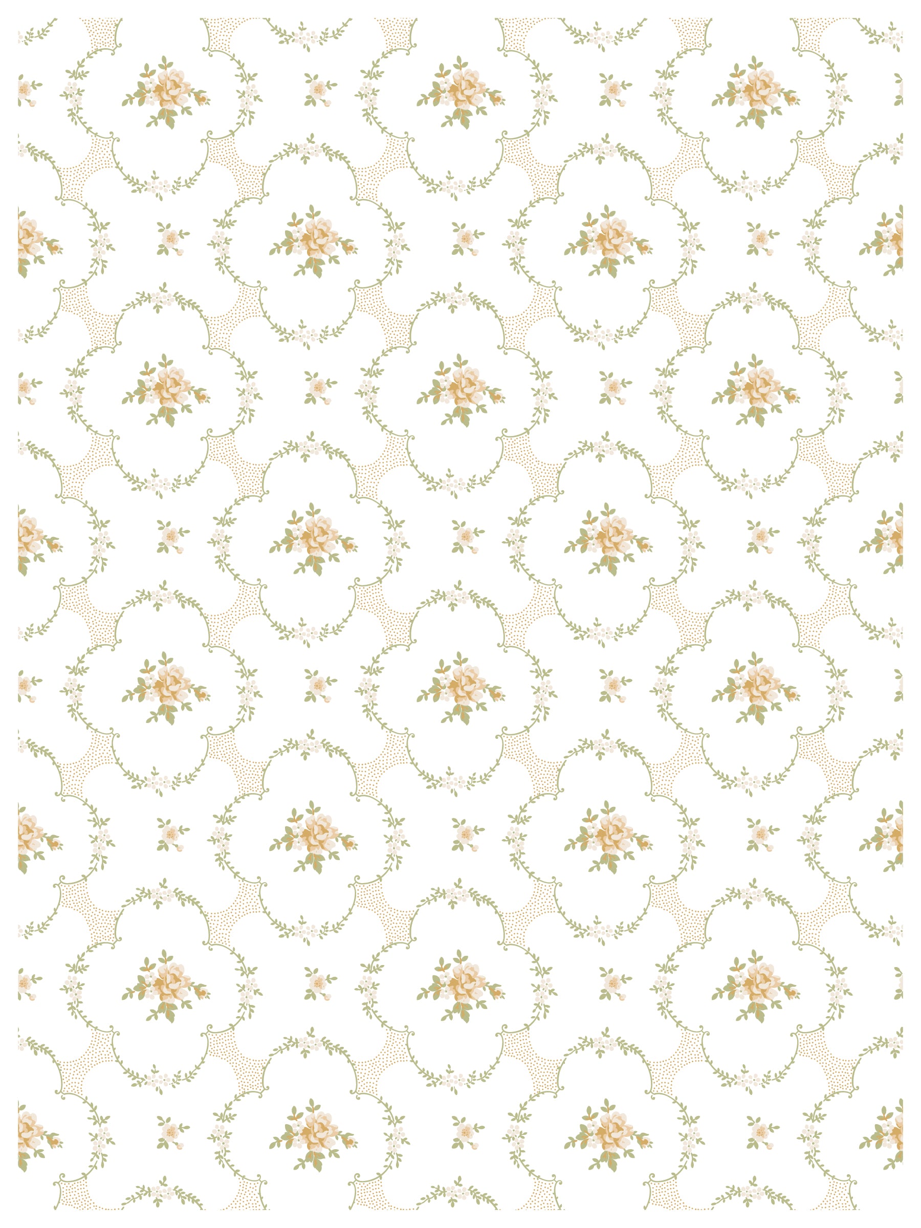 Decorative pattern with floral elements on a white background from Iron Orchid Designs Alfred Peats & Co Inlay