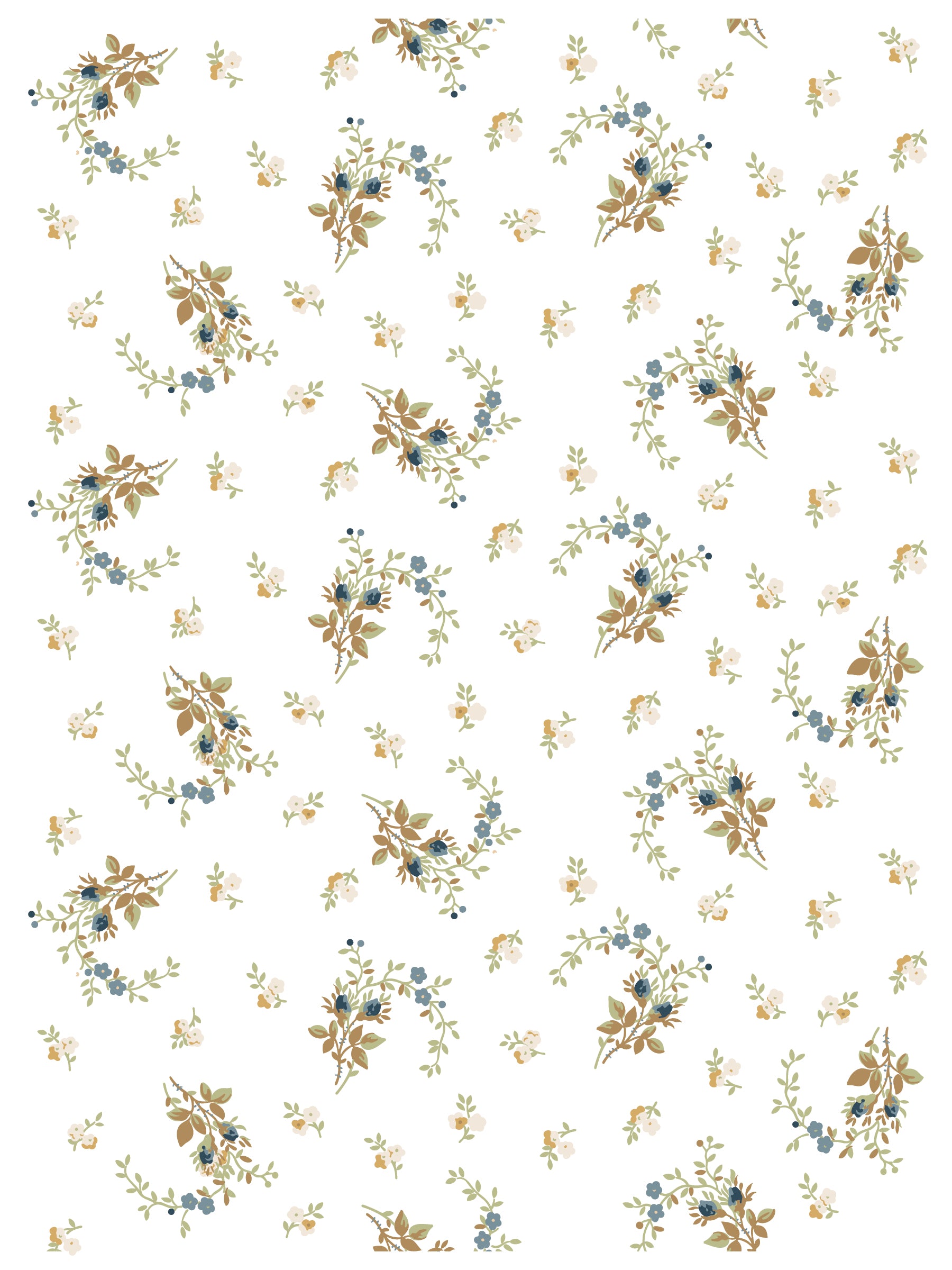 Floral pattern with small flowers and leaves on a white background from Iron Orchid Designs Alfred Peats & Co Inlay