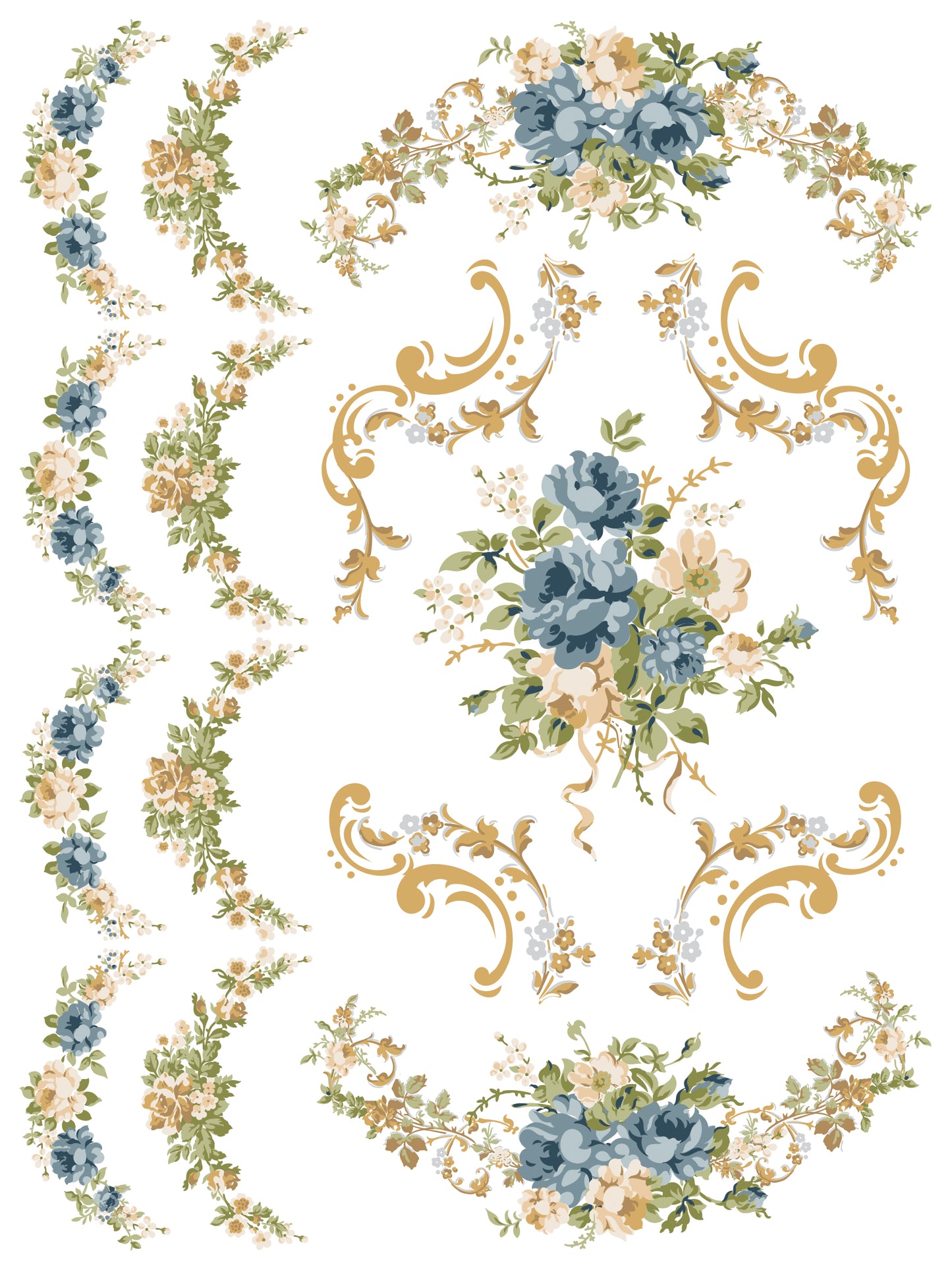 Decorative floral and scroll design on a white background from Iron Orchid Designs Alfred Peats & Co Inlay