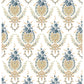 Decorative pattern with blue and gold elements on a white background from Iron Orchid Designs Alfred Peats & Co Inlay