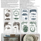 Back of packaging with illustrations and text on a white background from Iron Orchid Designs Little Lark Inlay