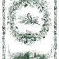 Decorative border in green with birds, foliage, and a landscape from Iron Orchid Designs Little Lark inlay