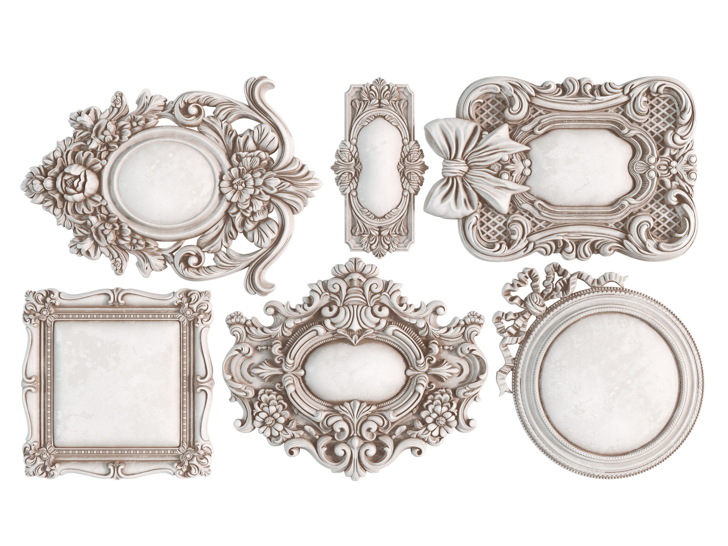 Set of decorative picture frames on a white background from Iron Orchid Designs Frames 3 Mould