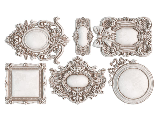 Set of decorative picture frames on a white background from Iron Orchid Designs Frames 3 Mould