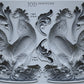 An Iron Orchid Designs silicone mould featuring a rooster design with detailed feathers and a crown, labelled 'IOD Chanticleer' 