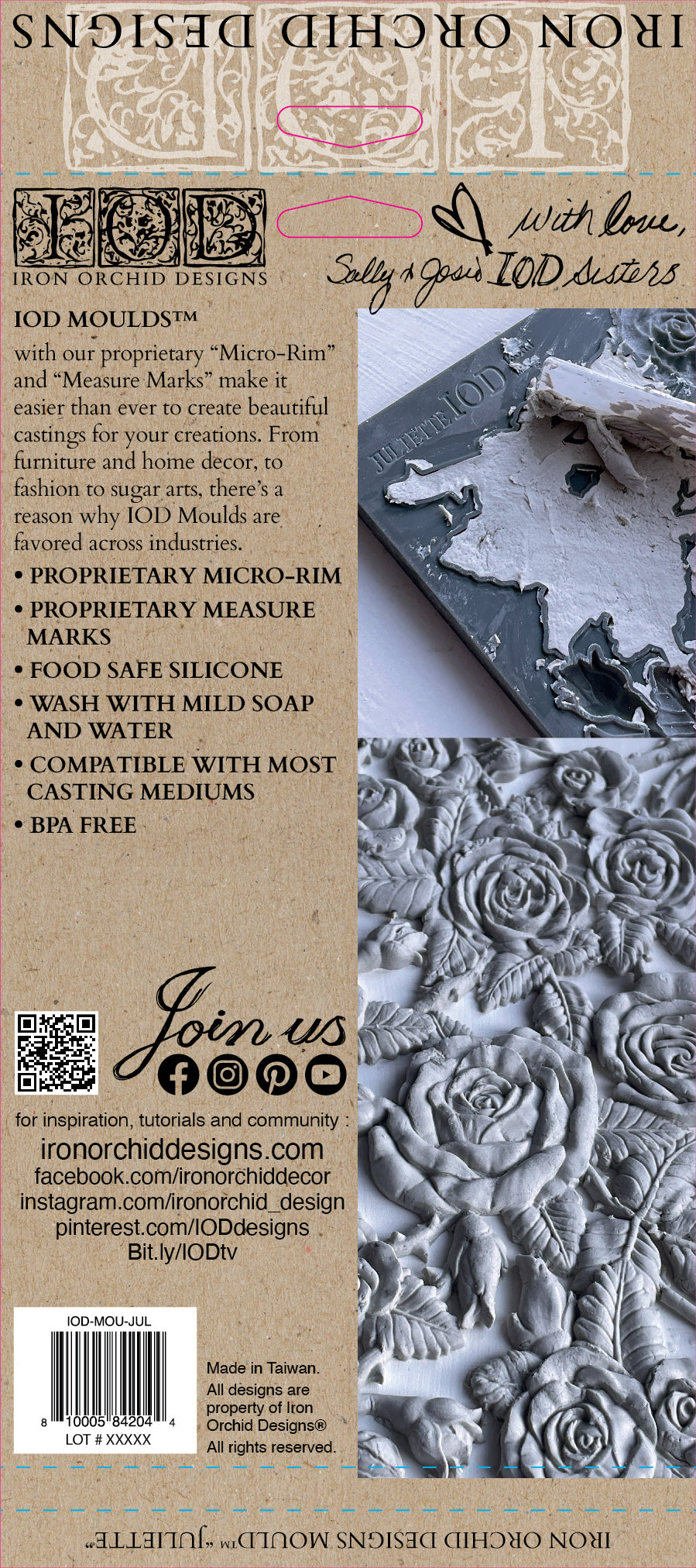 Iron Orchid Designs Juliette grey Mould back of packet