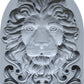 An Iron Orchid Designs 5" x 7" deep format mould featuring the head of a lion, with ornate details around the frame, labeled 'IOD LEONIDAS'.