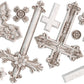 Collection of decorative crosses and floral elements from Iron Orchid Designs on a white background