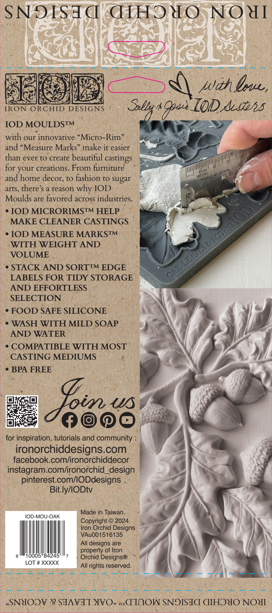 An image of the packaging for Iron Orchid Designs Oak leaves and Acorns mould.