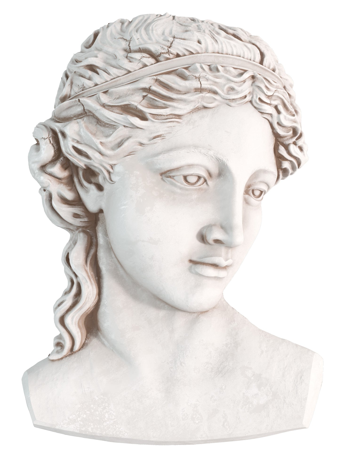 White clay casting showing the head and shoulders of Persephone from Iron Orchid Designs mould