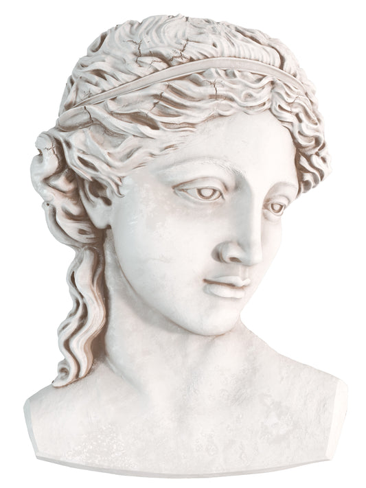White clay casting showing the head and shoulders of Persephone from Iron Orchid Designs mould