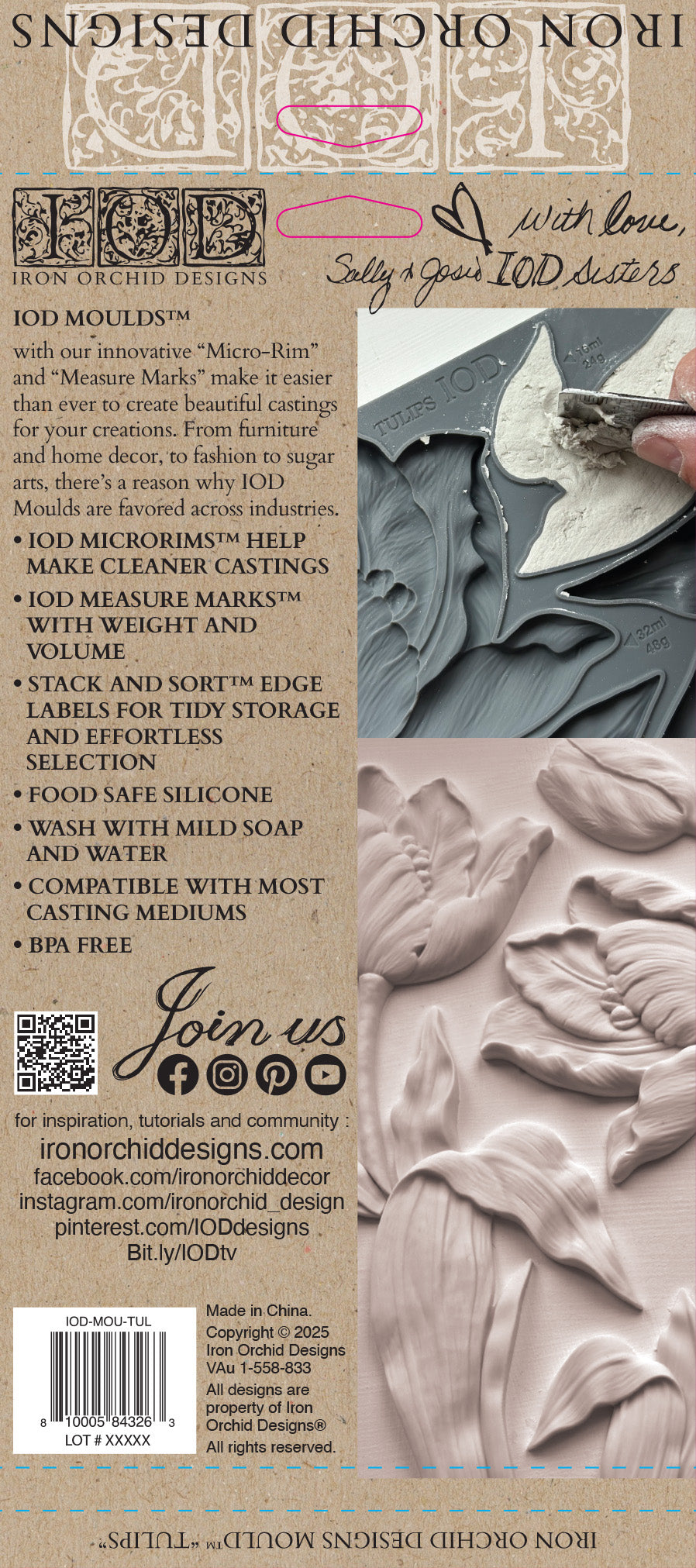 Iron Orchid Designs product packaging with branding and product images of Tulips mould