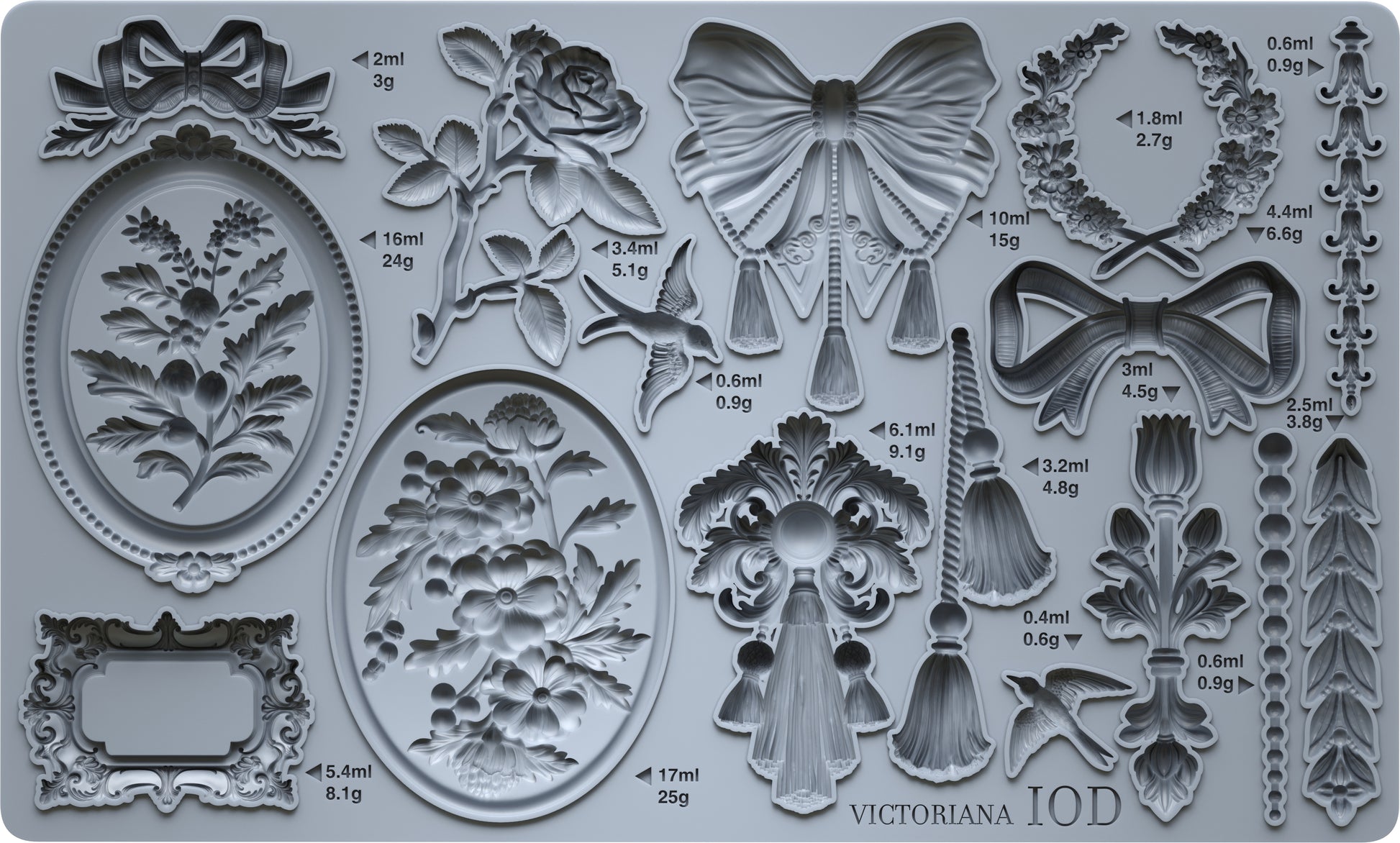 Victoriana grey silicone mould by Iron Orchid Designs for Crafts and baking