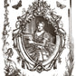 Decorative black and white illustration of a woman in a ornate frame with butterflies and plants by Iron Orchid Designs