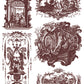Set of decorative vignettes with classical scenes and architectural elements in a vintage style by Iron Orchid Designs