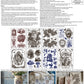 Product packaging with decorative paint inlays and images of furniture and instructions from Iron Orchid Designs
