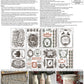Product packaging with text and graphics for 'IOD Paint Inlay' with various designs and examples of use.