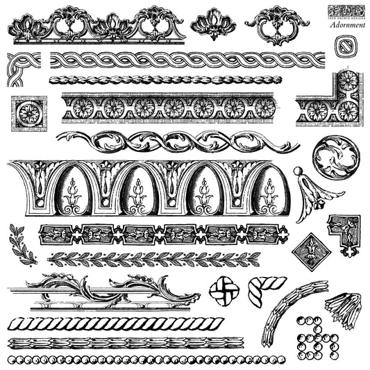 Iron Orchid Designs 12" x 12" sheet of Adornment stamps or architectural details like egg and dart