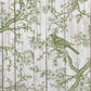 A green on white image of a bird sitting on a branch surrounded by leaves, twigs and branches from iron Orchid Designs Shade and Song Stamp