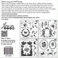 Black on white images of the back of the packet of Iron Orchid Designs Countryside Memoirs stamp