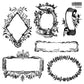 Set of decorative frames and emblems in black and white on a white background