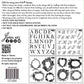 Black on white image of the back of the packet of Iron Orchid Designs Insignia stamp