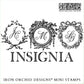 A collection of monogram stamp designs from Iron Orchid Designs' Insignia Mini Stamp Set, featuring floral wreath designs and initials.