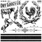 A collection of black on white decorative stamps featuring rustic elements such as a cow, horse, rooster, and various textures and patterns from Iron Orchid Designs