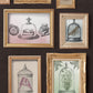 An image on a dark brown background showing several different pictures in gilt frames created using Iron Orchid Designs Pastiche stamps