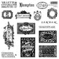 Collection of vintage-style text and design elements on a white background from Iron Orchid Designs The Connoisseur's Library stamp